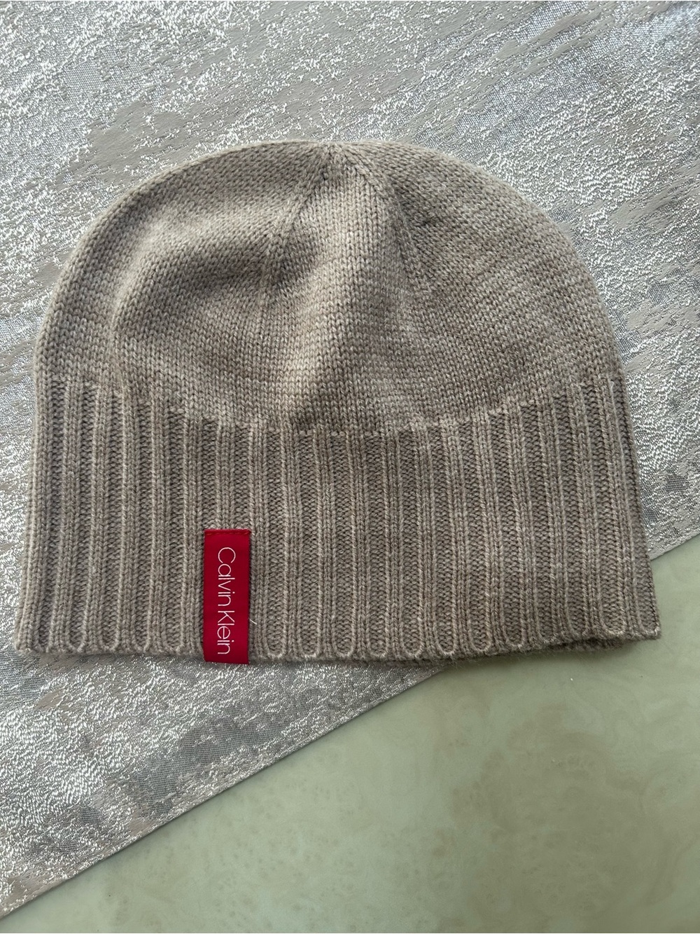 Calvin Klein Taupe Knit Beanie